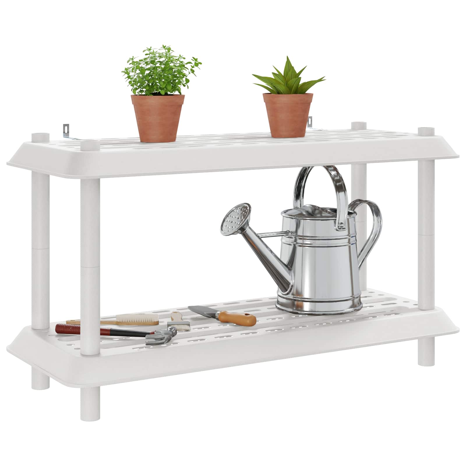 vidaXL Shelving Unit 2-Tier 100 x 40 x 55.5 cm PP White 3