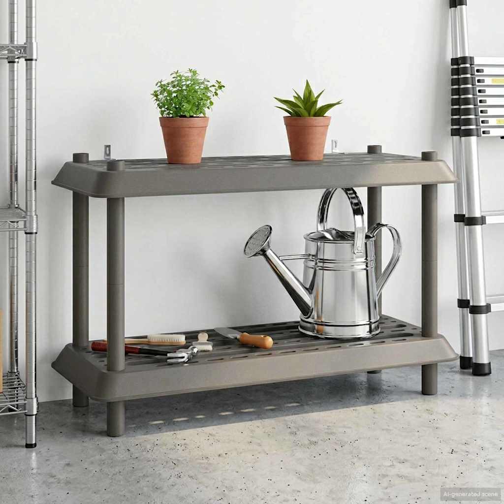 vidaXL Shelving Unit 2-Tier 100 x 40 x 55.5 cm PP Light Grey 4