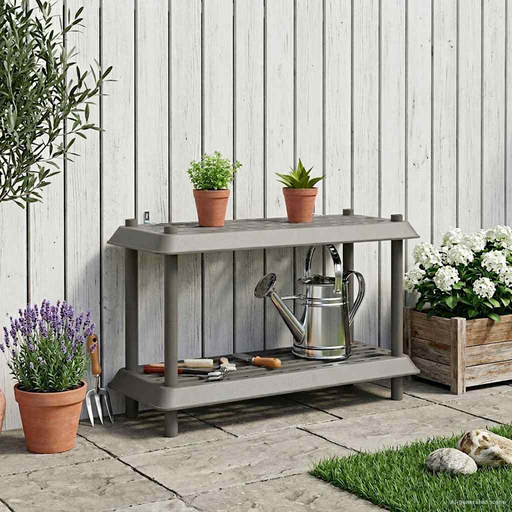 vidaXL Shelving Unit 2-Tier 100 x 40 x 55.5 cm PP Light Grey 1