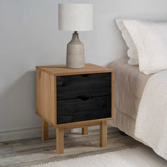 vidaXL Bedside Table OTTA Black 45 x 39 x 57 cm Solid Pine Wood 1