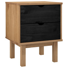 Bedside Cabinet "OTTA" 45x39x57 cm Solid Wood Pine Black