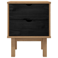 vidaXL Bedside Table OTTA Black 45 x 39 x 57 cm Solid Pine Wood 4