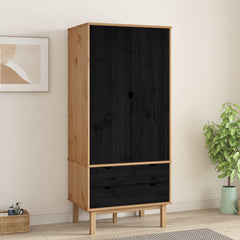 Wardrobe "OTTA" 76,5x53x172 cm Solid Wood Pine Black