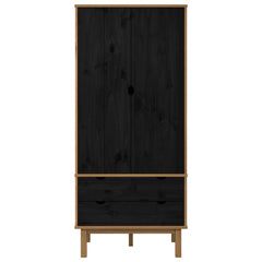 Wardrobe "OTTA" 76,5x53x172 cm Solid Wood Pine Black