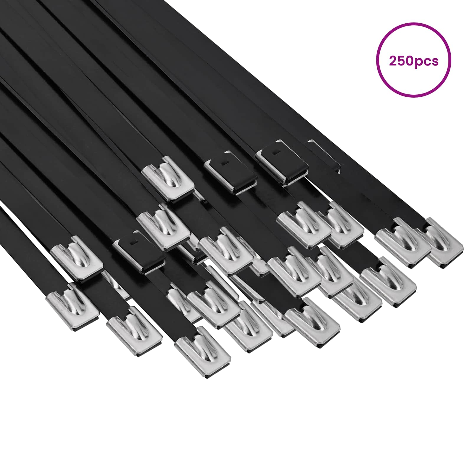 vidaXL Cable Tie 250 pcs 7.9 x 500 mm Black 3