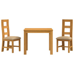 Dining Set LELYSTAD 5 pcs Solid Oak Wood Beige 90 cm 90 cm Table + 2x chair