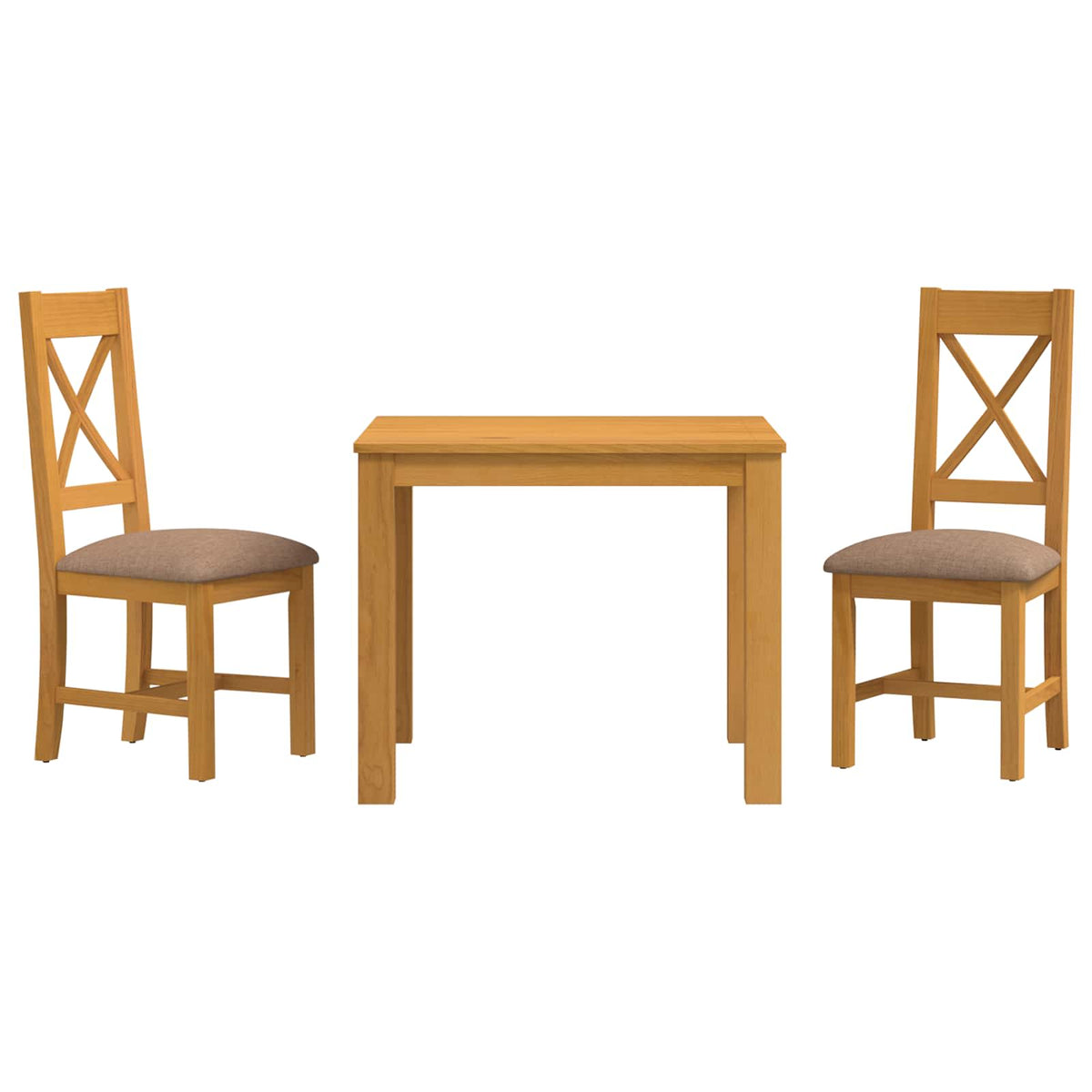 Dining Set TIEL 5 pcs Solid Oak Wood Grey 90 cm 90 cm Table + 2x chair