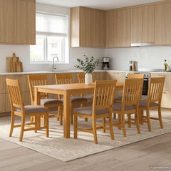 Dining Set DEVENTER 5 pcs Solid Oak Wood Grey 200 cm 100 cm Table + 8x chair