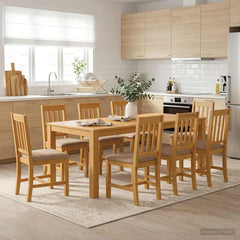 vidaXL Dining Table 200 x 100 x 75 cm Solid Oak Wood Natural 1