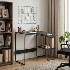 Desk with Storage 100 x 50 x 75 cm Black oak