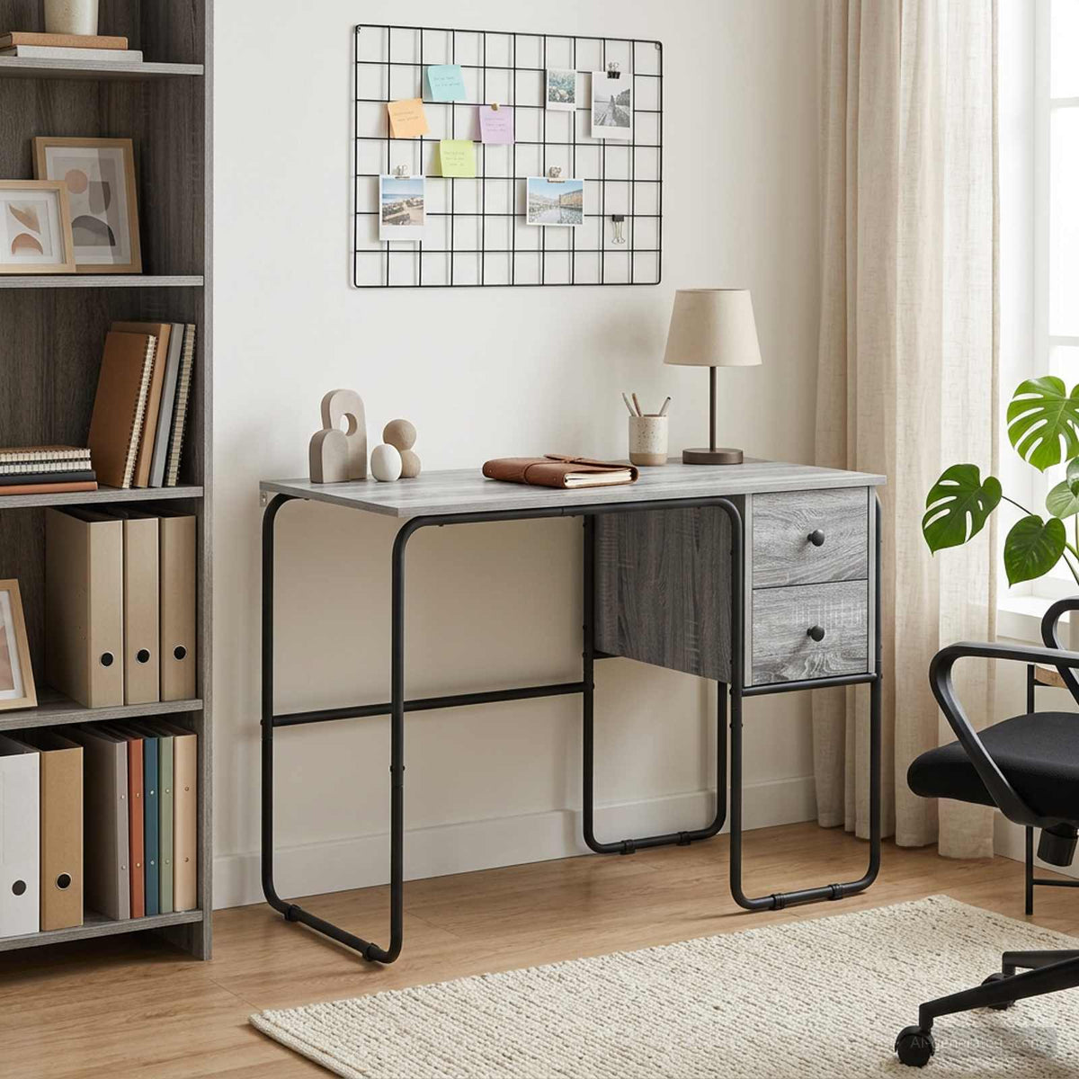 Desk with Storage 100 x 50 x 75 cm Grey sonoma
