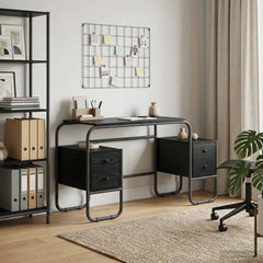 Desk with Storage 145 x 50 x 75 cm Black oak