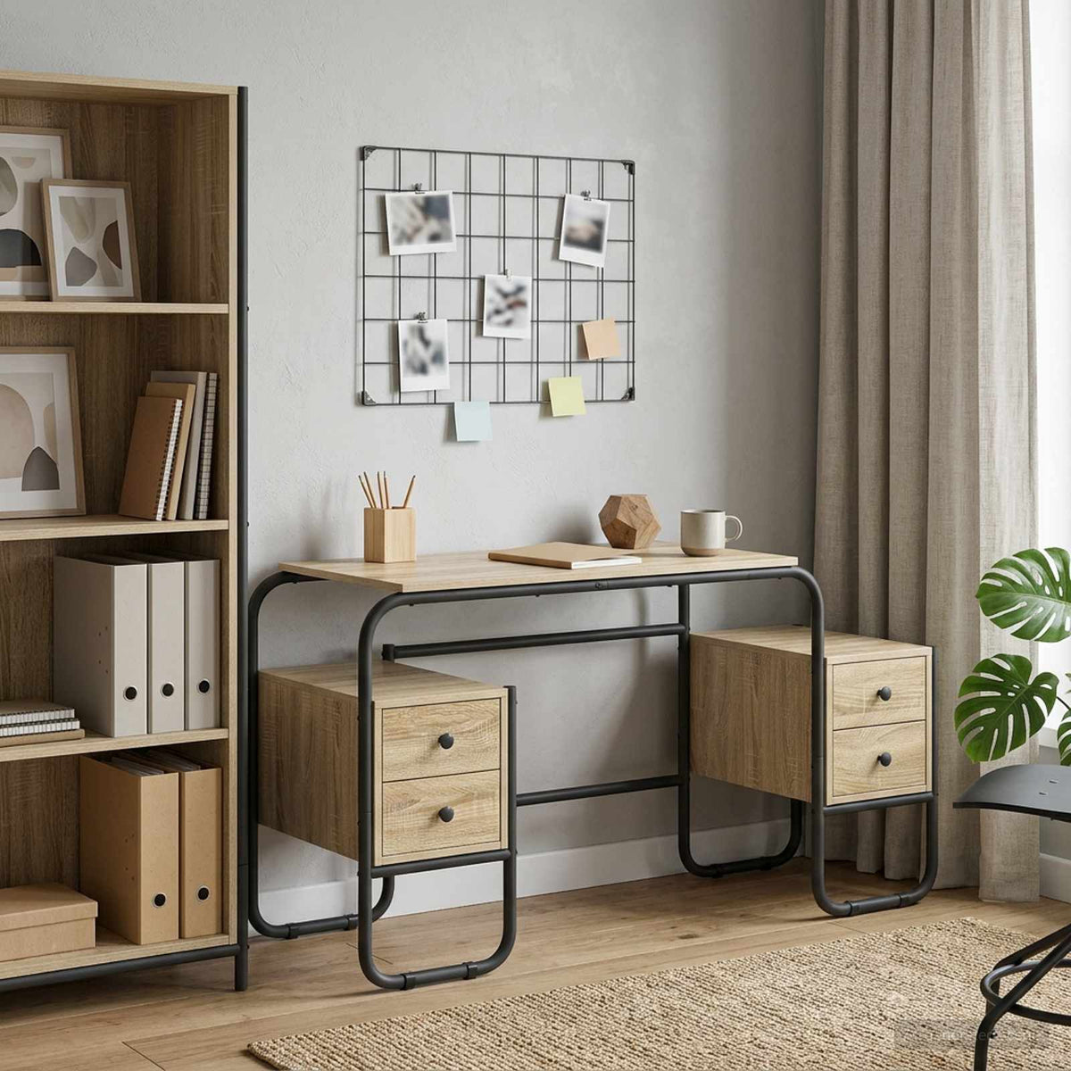 Desk with Storage 145 x 50 x 75 cm Sonoma oak