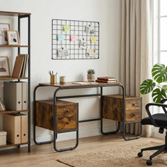 Desk with Storage 145 x 50 x 75 cm Smoked oak