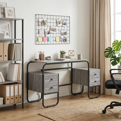 Desk with Storage 145 x 50 x 75 cm Grey sonoma
