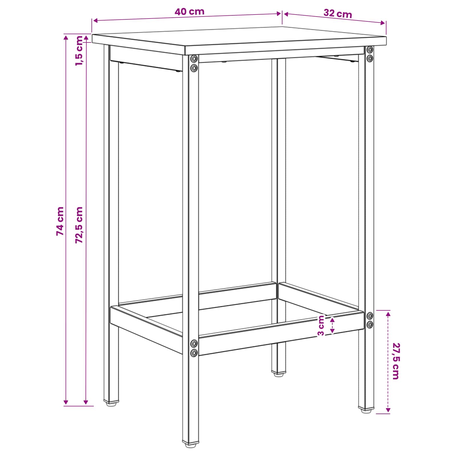 vidaXL Bar Stool Old Wood 40 x 32 x 74 cm Engineered Wood 6