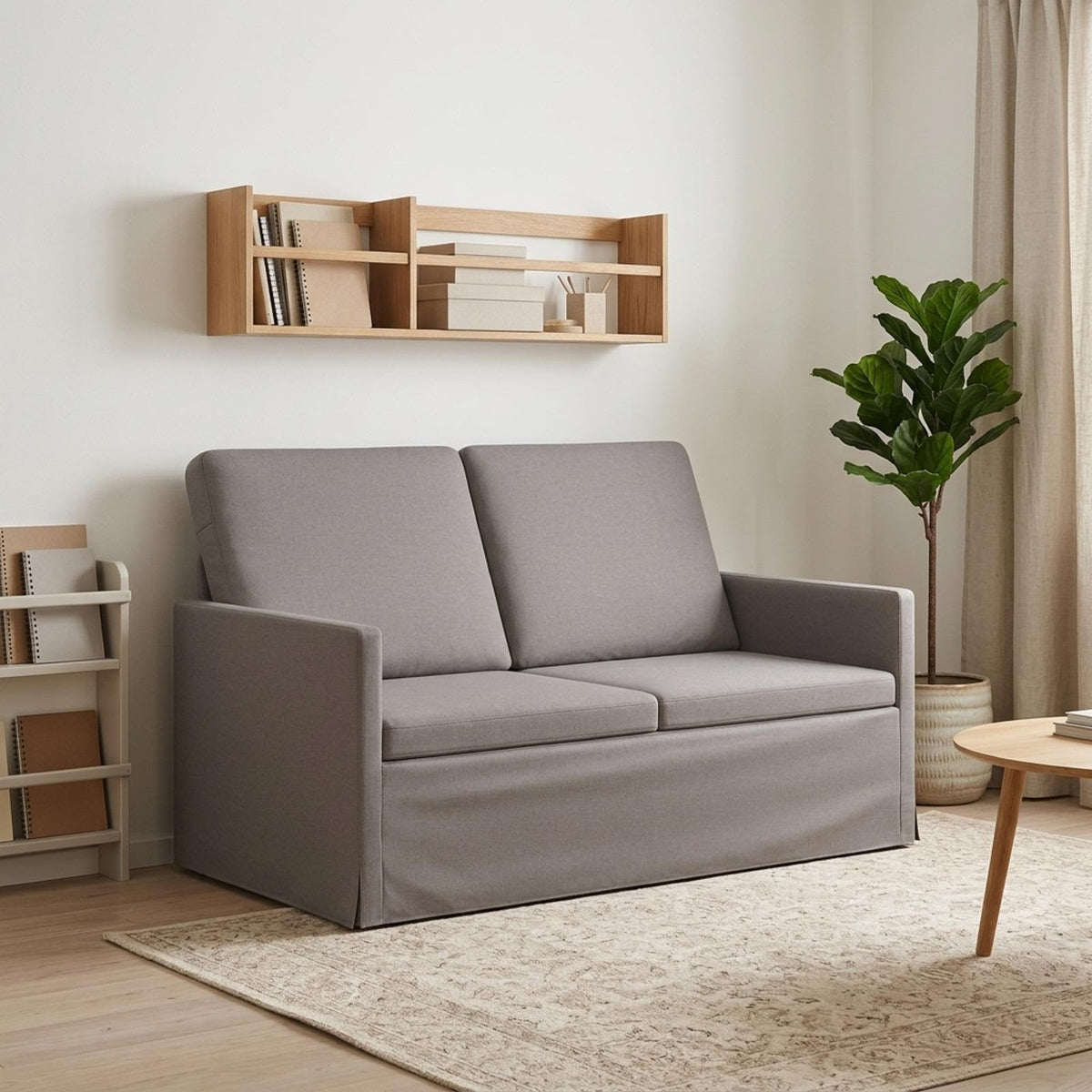 2 Seater Sofa 130 x 81 x 82 cm Fabric 120 cm Taupe