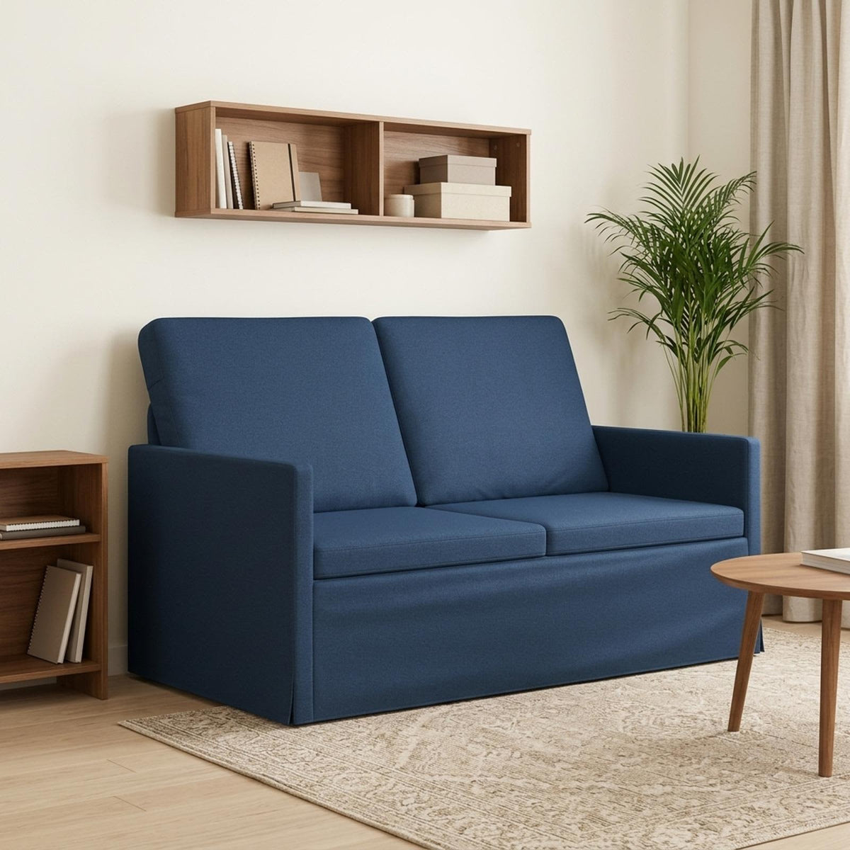 2 Seater Sofa 130 x 81 x 82 cm Fabric 120 cm Blue