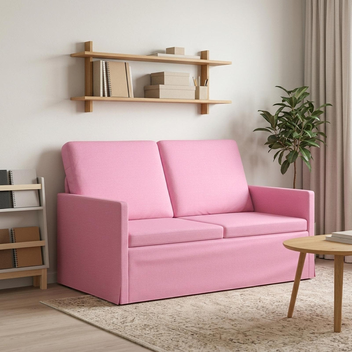 2 Seater Sofa 130 x 81 x 82 cm Fabric 120 cm Pink