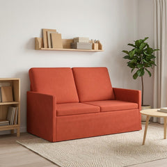 2 Seater Sofa 130 x 81 x 82 cm Corduroy Fabric 120 cm Red orange