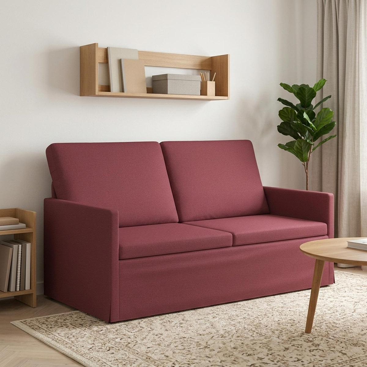 2 Seater Sofa 150 x 81 x 82 cm Fabric 140 cm Wine red