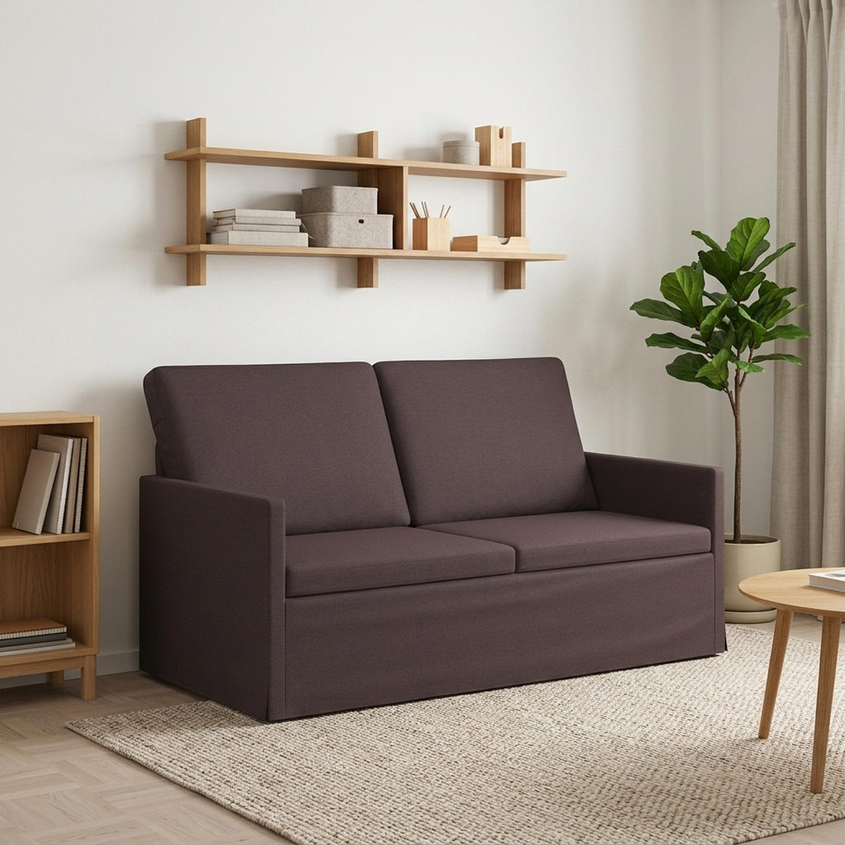 2 Seater Sofa 150 x 81 x 82 cm Fabric 140 cm Dark brown