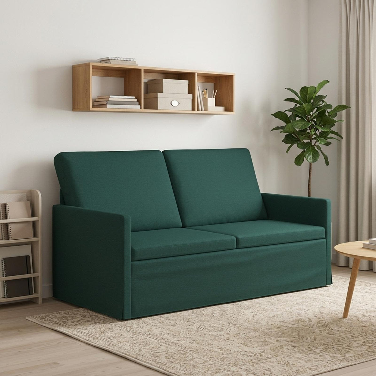 2 Seater Sofa 150 x 81 x 82 cm Fabric 140 cm Dark green