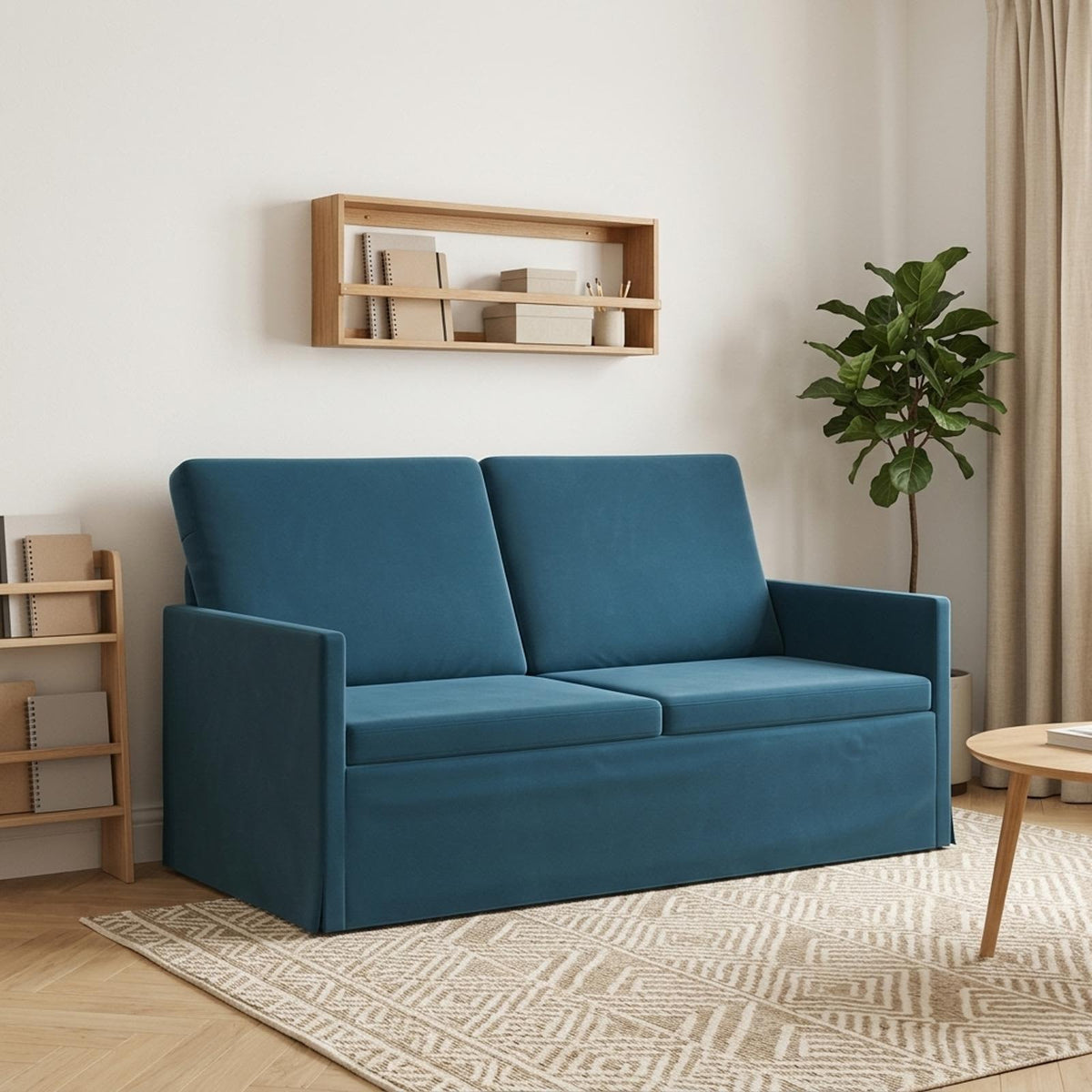 2 Seater Sofa 150 x 81 x 82 cm Velvet 140 cm Blue