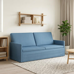 3 Seater Sofa 190 x 81 x 82 cm Corduroy Fabric 180 cm Blue
