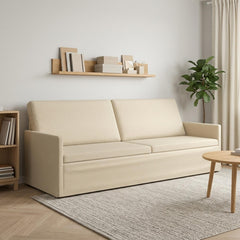 3 Seater Sofa 220 x 81 x 82 cm Fabric 210 cm Cream