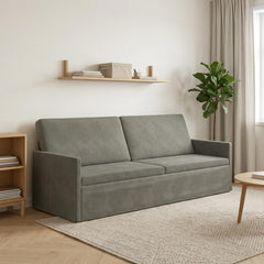 3 Seater Sofa 220 x 81 x 82 cm Corduroy Fabric 210 cm Light grey