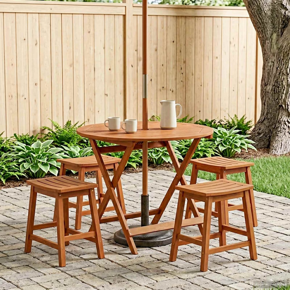 Folding Garden Table Solid Eucalyptus Wood Ø 90 x 75 cm