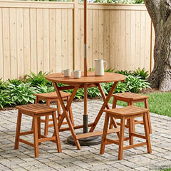 Folding Garden Table Solid Eucalyptus Wood Ø 90 x 75 cm