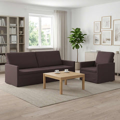 Sofa Set 2 pcs Fabric 1-Seater + 3-Seater (180 cm) Dark brown