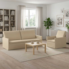 Sofa Set 2 pcs Fabric 1-Seater + 3-Seater (180 cm) Cream