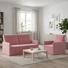 Sofa Set 2 pcs Velvet 1-Seater + 2-Seater (140 cm) Pink