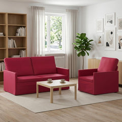 Sofa Set 2 pcs Velvet 1-Seater + 2-Seater (140 cm) Wine red
