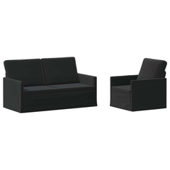 Sofa Set 2 pcs Velvet 1-Seater + 2-Seater (140 cm) Black