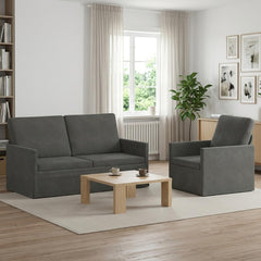 Sofa Set 2 pcs Corduroy Fabric 1-Seater + 2-Seater (140 cm) Dark grey