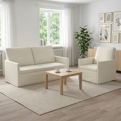 Sofa Set 2 pcs Corduroy Fabric 1-Seater + 2-Seater (140 cm) Cream