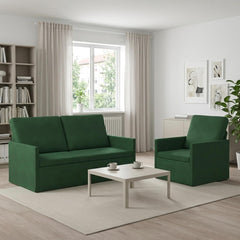 Sofa Set 2 pcs Corduroy Fabric 1-Seater + 2-Seater (140 cm) Jungle green
