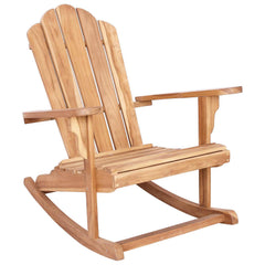 Garden Adirondack Rocking Chair Natural Solid Teak wood without cushion