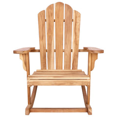 Garden Adirondack Rocking Chair Natural Solid Teak wood without cushion