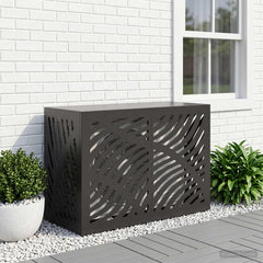 Air Conditioner Cover 90 x 40 x 60 cm Steel Leave Wave Pattern Black