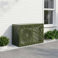 Air Conditioner Cover 90 x 40 x 60 cm Steel Leave Wave Pattern Olive green