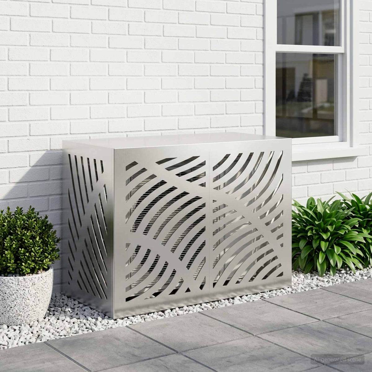 Air Conditioner Cover 90 x 40 x 60 cm Steel Leave Wave Pattern Stainless steel