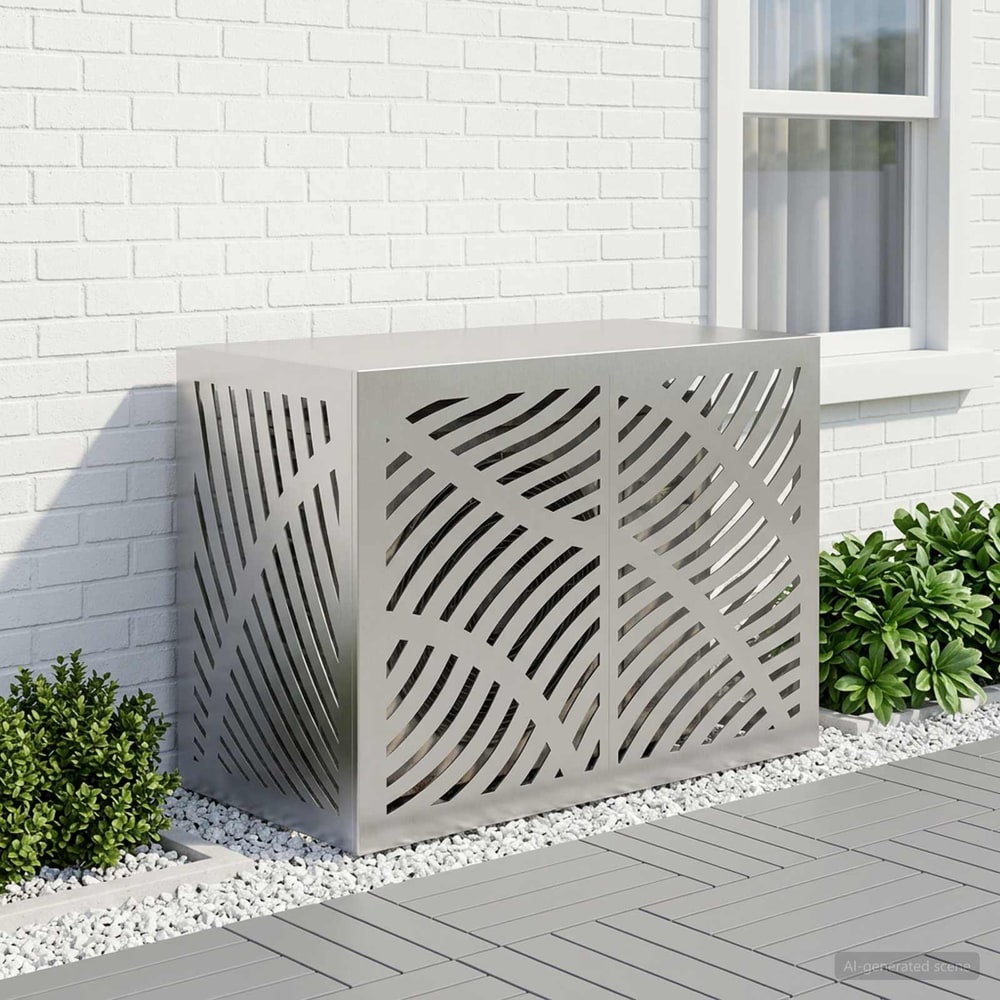 Air Conditioner Cover 100 x 50 x 70 cm Steel Leave Wave Pattern Stainless steel