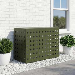 Air Conditioner Cover 90 x 40 x 60 cm Steel Round Circle Pattern Olive green