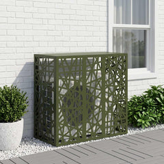 Air Conditioner Cover 110 x 50 x 105 cm Steel Geometric mesh Pattern Olive green