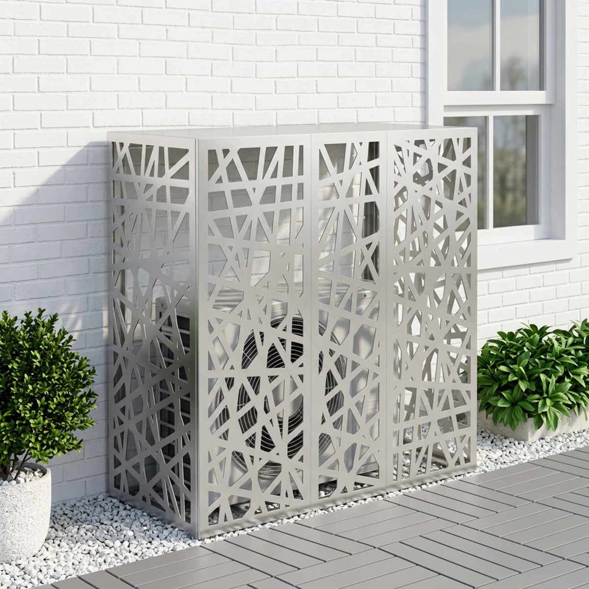 Air Conditioner Cover 110 x 50 x 105 cm Steel Geometric mesh Pattern Galvanised steel